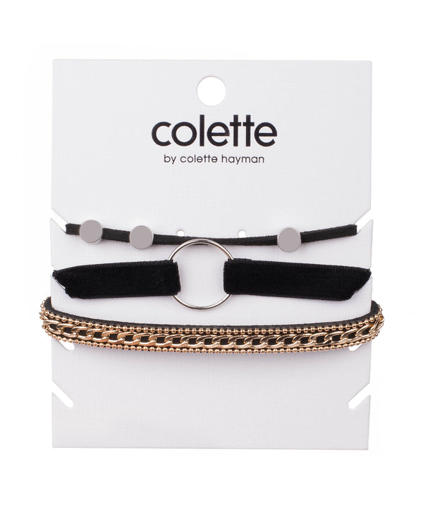 Colette by Colette Hayman Black Gold Tone Suede Bracelet Pack Bracelet