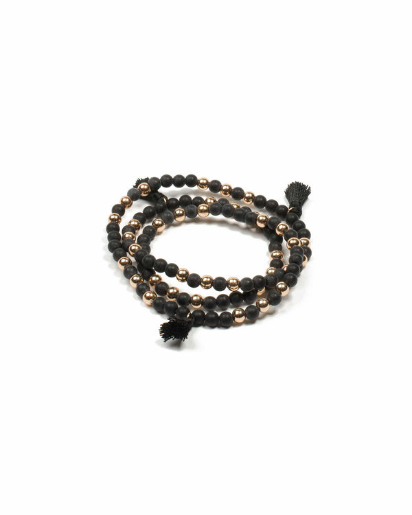 Colette by Colette Hayman Black Gold Tone Wear 2 Ways Stretch Bracelet