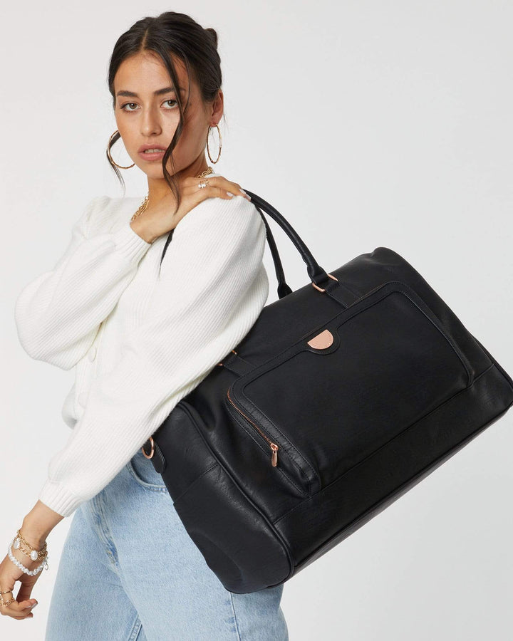 Black Imogen Pocket Weekender Bag | Weekender Bags