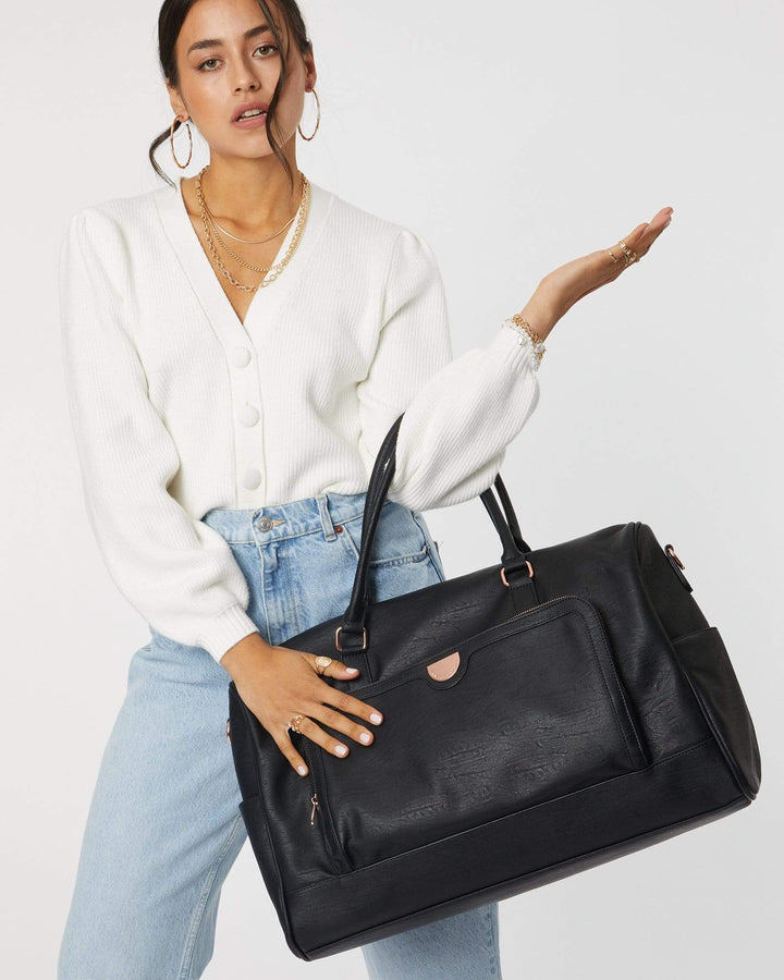 Black Imogen Pocket Weekender Bag | Weekender Bags