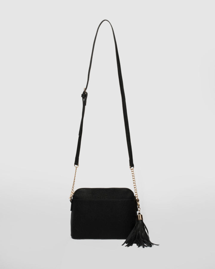 Black Karen Crossbody Bag With Tassel | Crossbody Bags