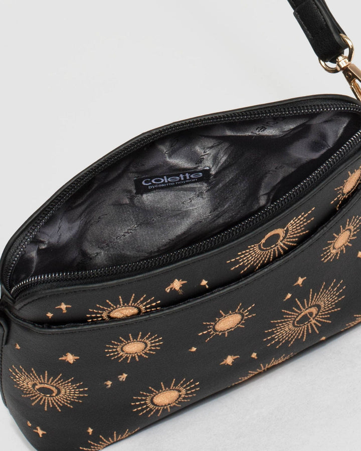 Black Embroidered Star Crossbody Bag | Crossbody Bags