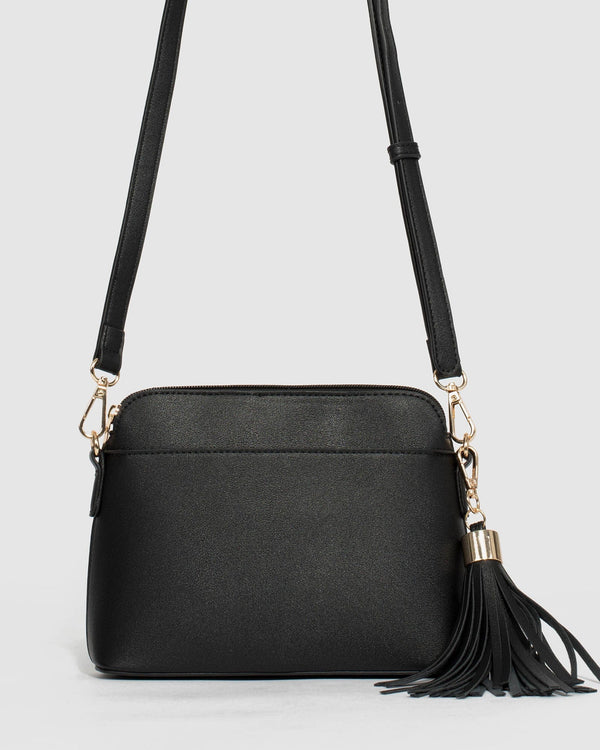 Black Karen Pattern Punchout Crossbody Bag | Crossbody Bags