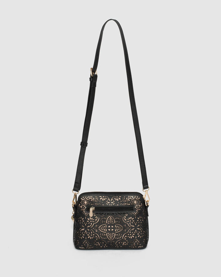 Colette by Colette Hayman Black Karen Pattern Punchout Crossbody Bag