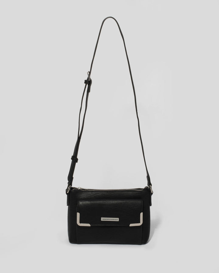 Black Karissa Front Pocket Crossbody Bag | Crossbody Bags