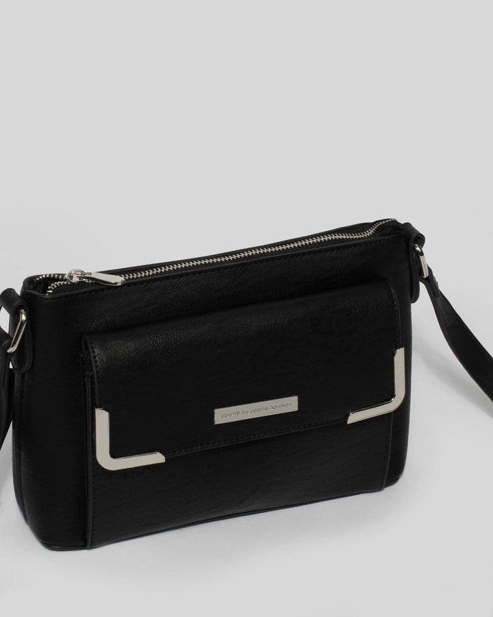 Black Karissa Front Pocket Crossbody Bag | Crossbody Bags