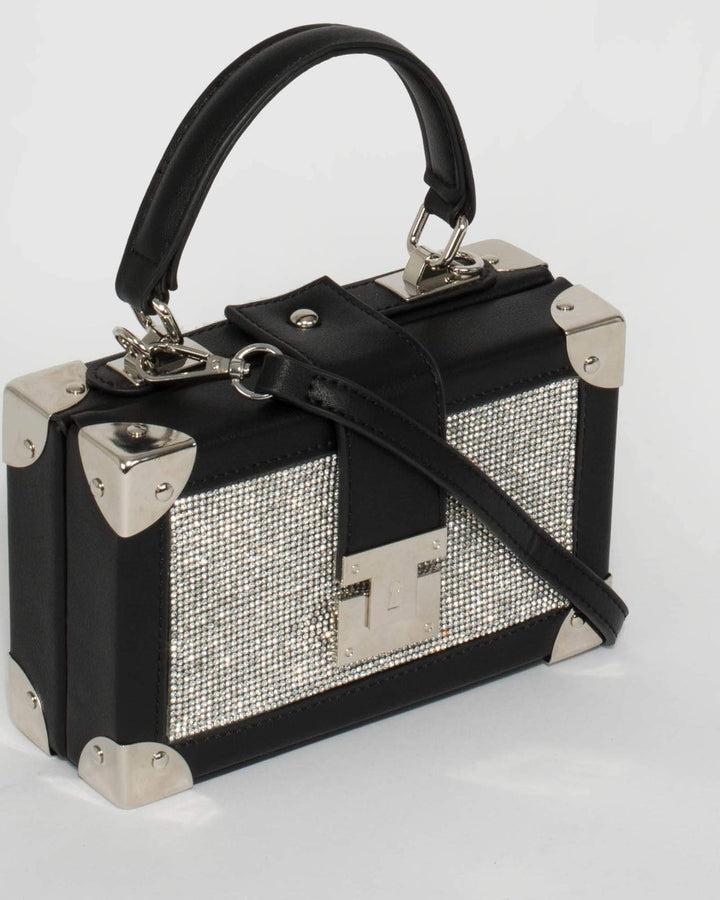 Black Kendall Lock Trunk Bag | Clutch Bags