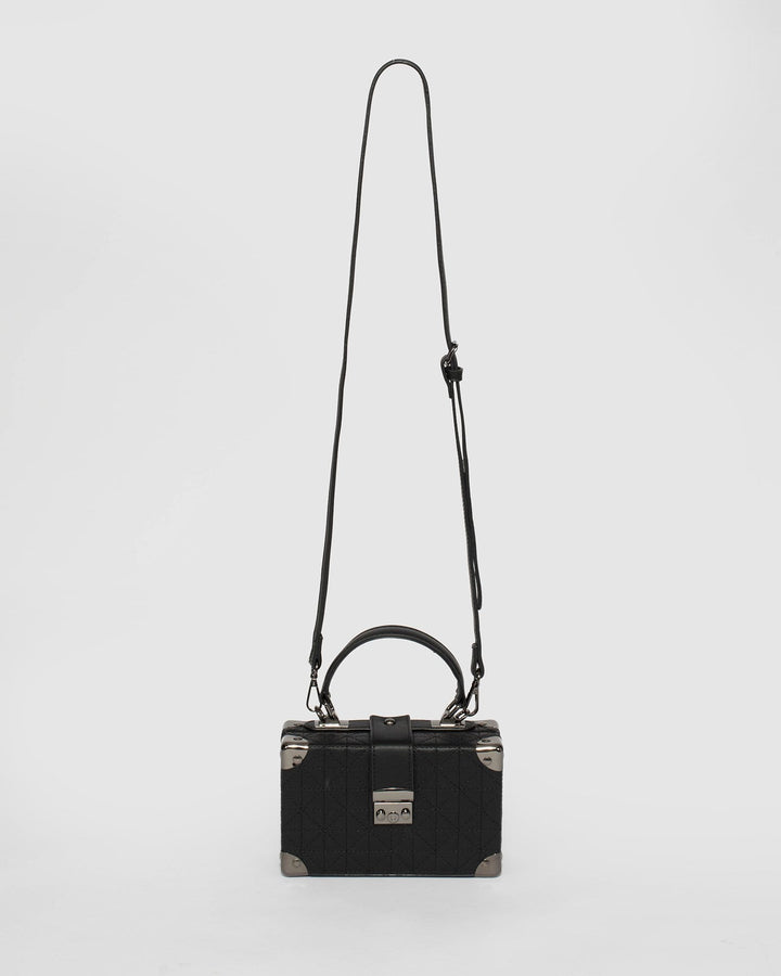 Black Kendall Quilt Trunk Bag | Clutch Bags