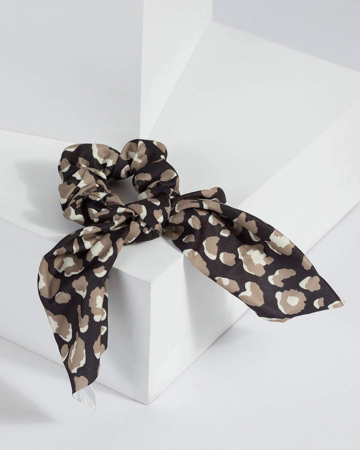 Black Knotted Leopard Scrunchie | Accessories