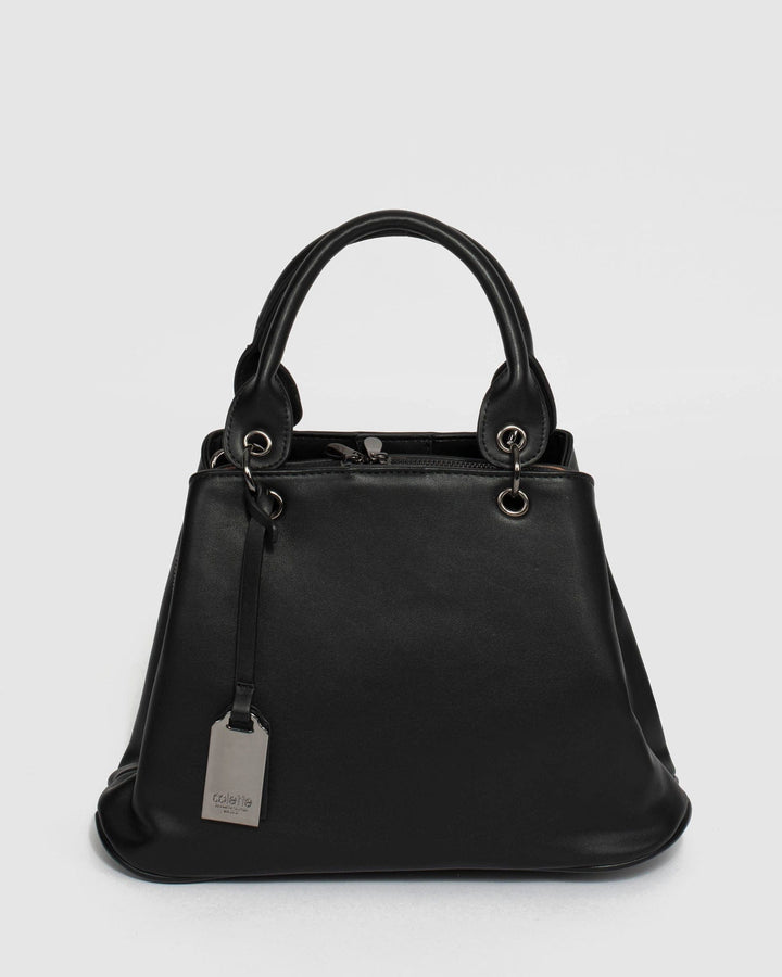Black Krissa Top Handle Tote Bag | Tote Bags