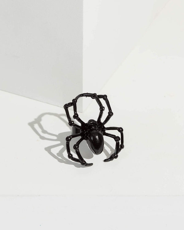 Black Large Spider Ring | Rings
