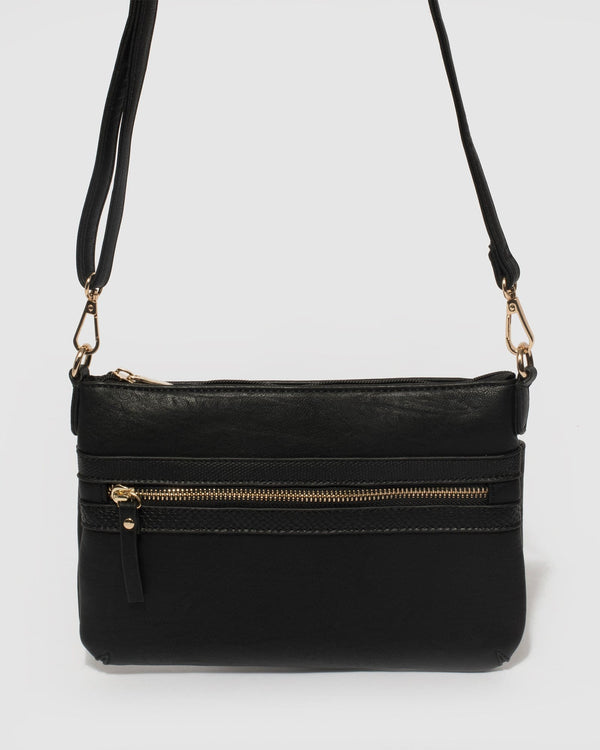 Black Large Zip Pocket Peta | Crossbody Bags