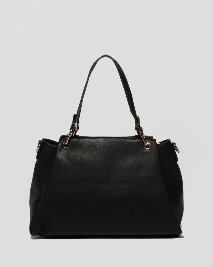 Black Larisa Pleated Tote Bag | Tote Bags