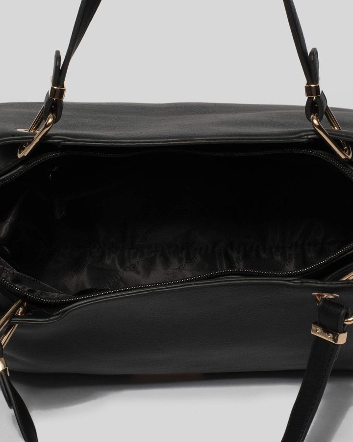 Black Larisa Pleated Tote Bag | Tote Bags