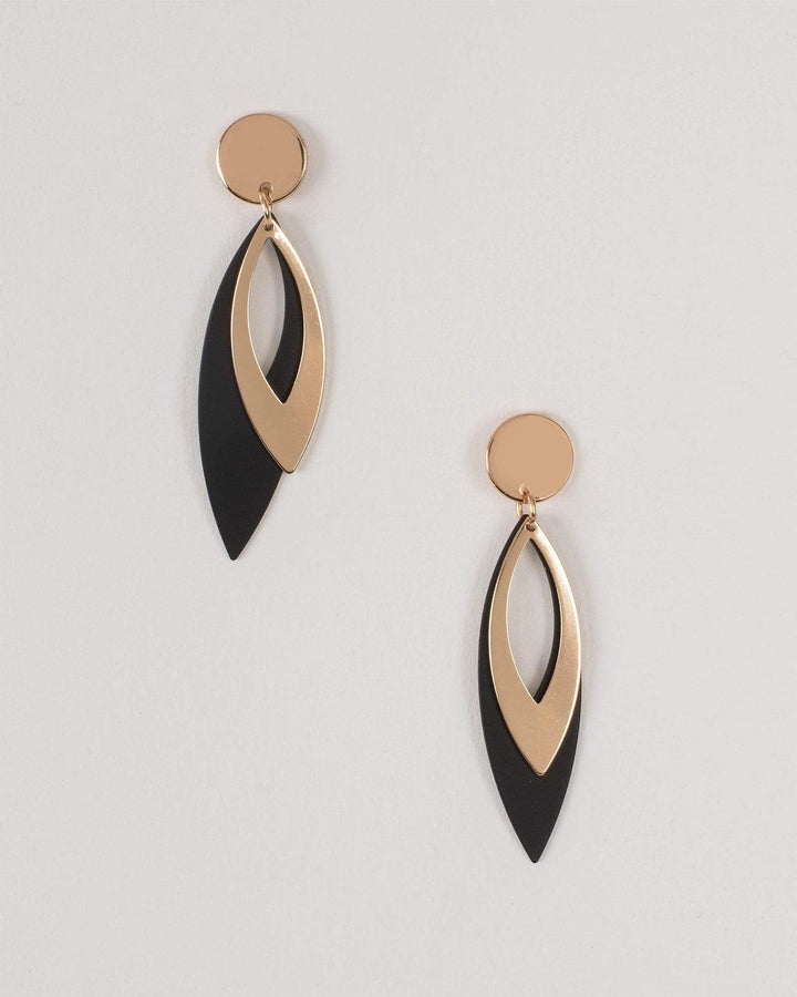 Black Leaf Double Layer Drop Earrings | Earrings