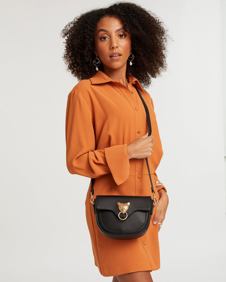 Colette by Colette Hayman Black Leopard Head Crossbody Bag