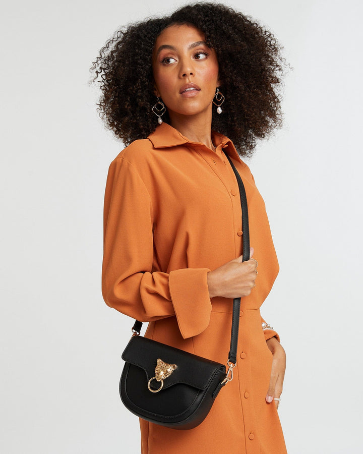 Colette by Colette Hayman Black Leopard Head Crossbody Bag