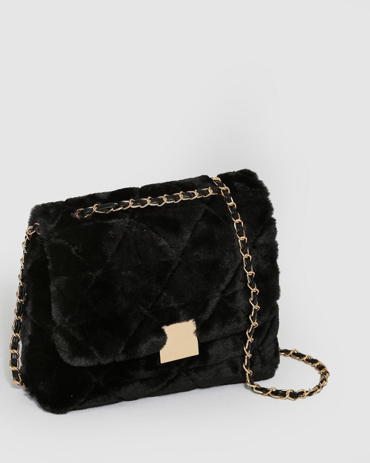 Black Lianna Fur Bag | Crossbody Bags