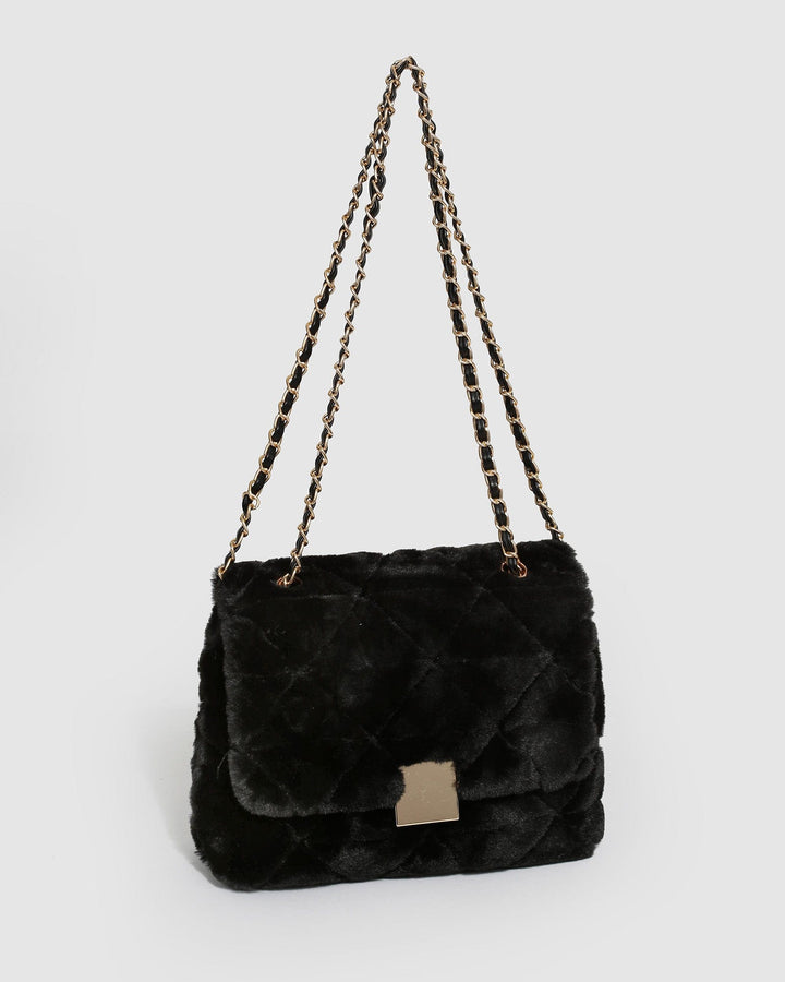 Black Lianna Fur Bag | Crossbody Bags