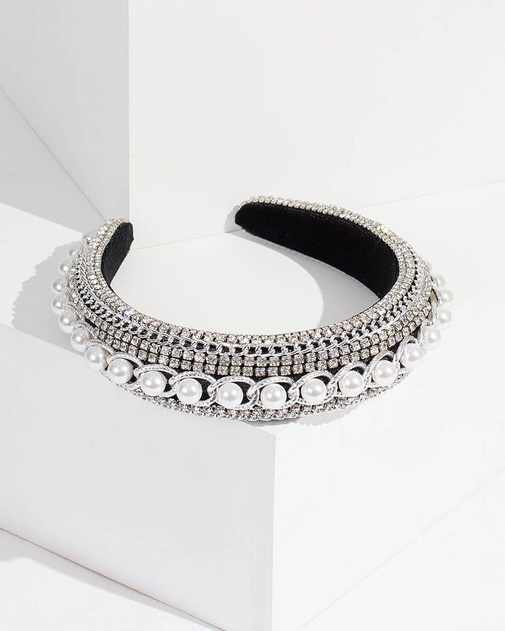 Colette by Colette Hayman Black Linked Pearl And Crystal Headband