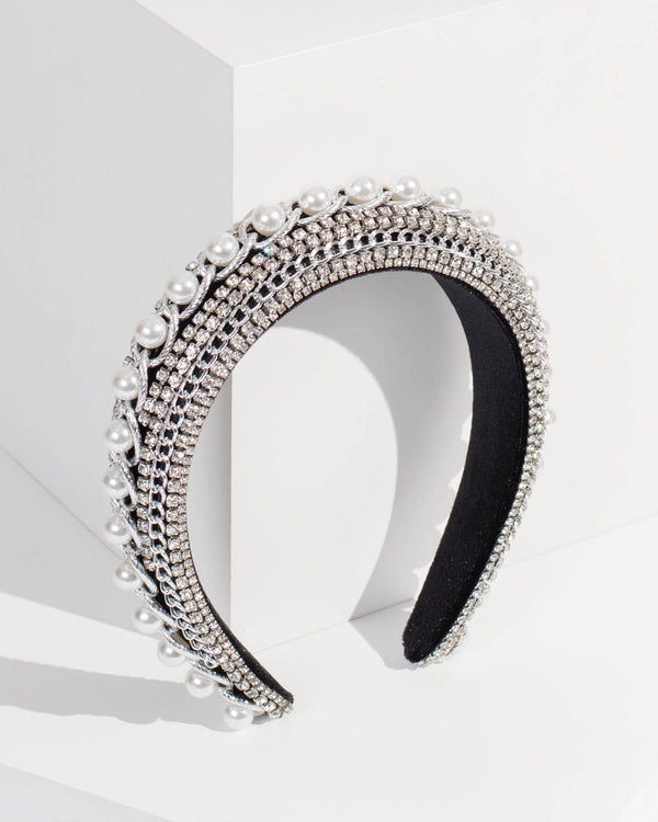 Colette by Colette Hayman Black Linked Pearl And Crystal Headband