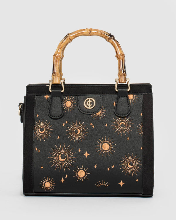 Black Louella Embroidered Tote Bag | Mini Bags