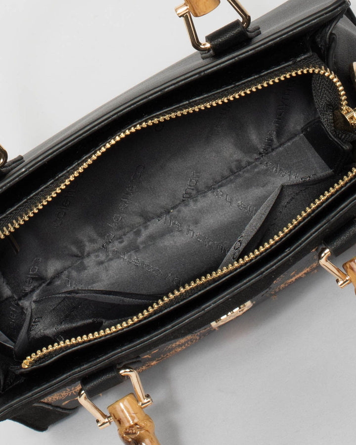 Black Louella Embroidered Tote Bag | Mini Bags