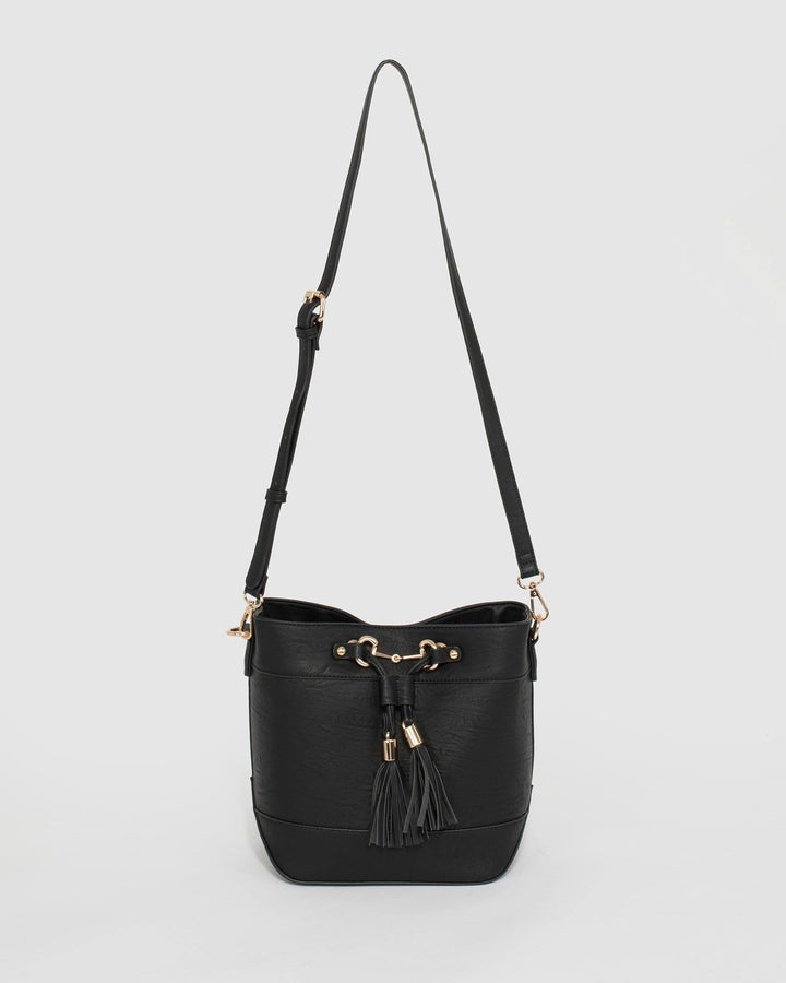 Black Luana Horsebit Bucket Bag | Crossbody Bags