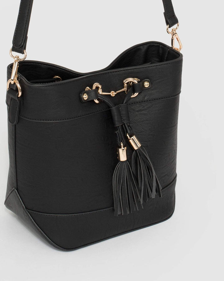 Black Luana Horsebit Bucket Bag | Crossbody Bags