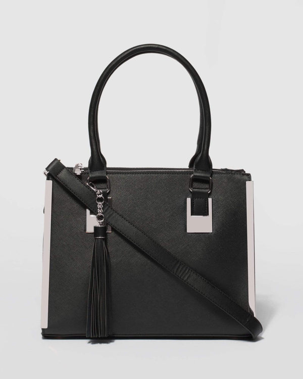 Black Lucy Square Hardware Tote Bag | Tote Bags