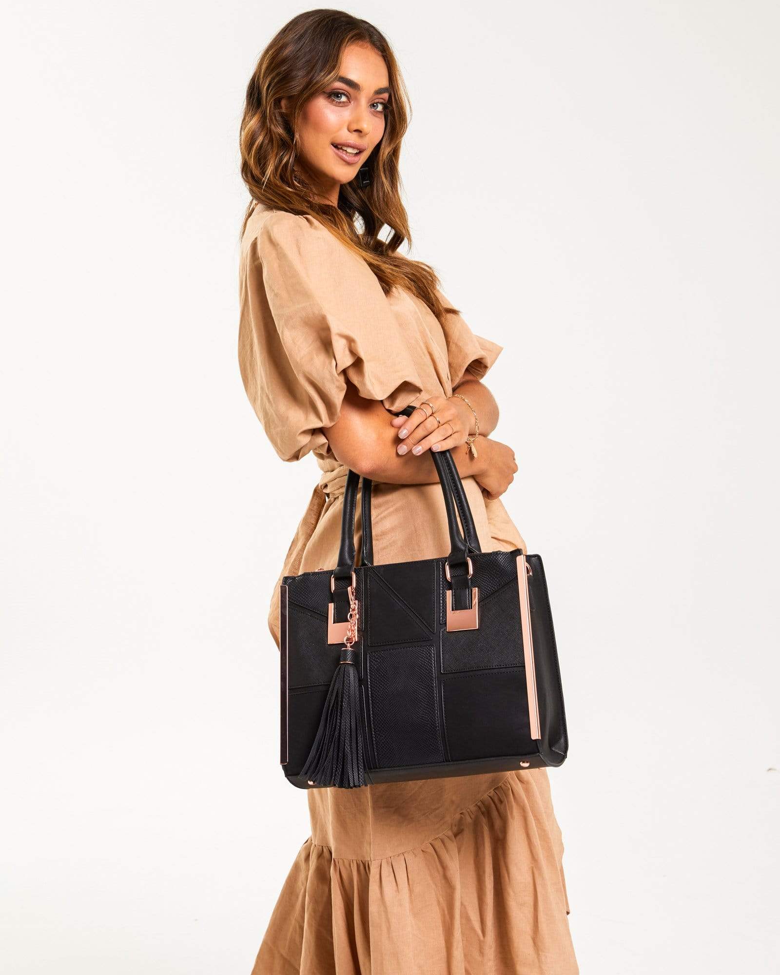 Black Lucy Square Tote Bag Online
