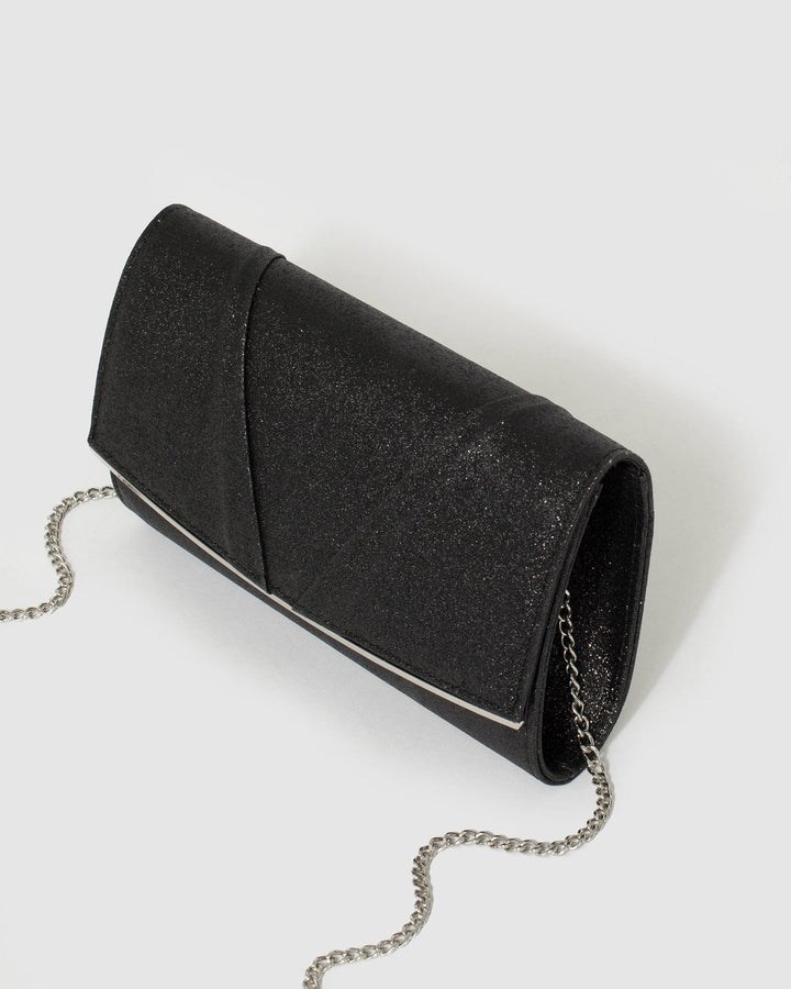 Colette by Colette Hayman Black Marley Evening Clutch Bag With Silver Hardware
