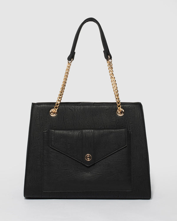 Black Megan Chain Tote Bag | Tote Bags