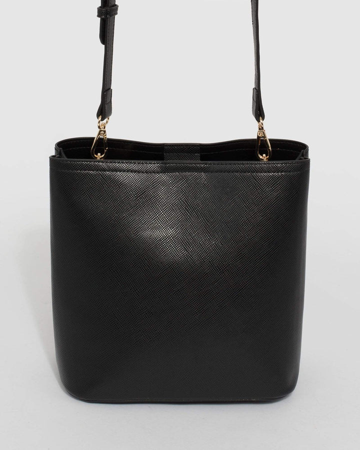 Black Melanie Medium Bucket Bag | Bucket Bags