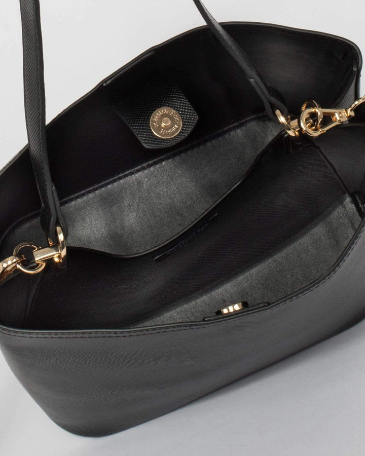 Black Melanie Medium Bucket Bag | Bucket Bags
