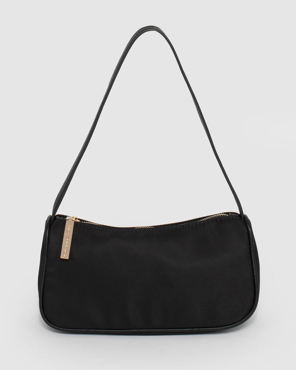 Black Mia Nylon Baguette Bag | Shoulder Bags