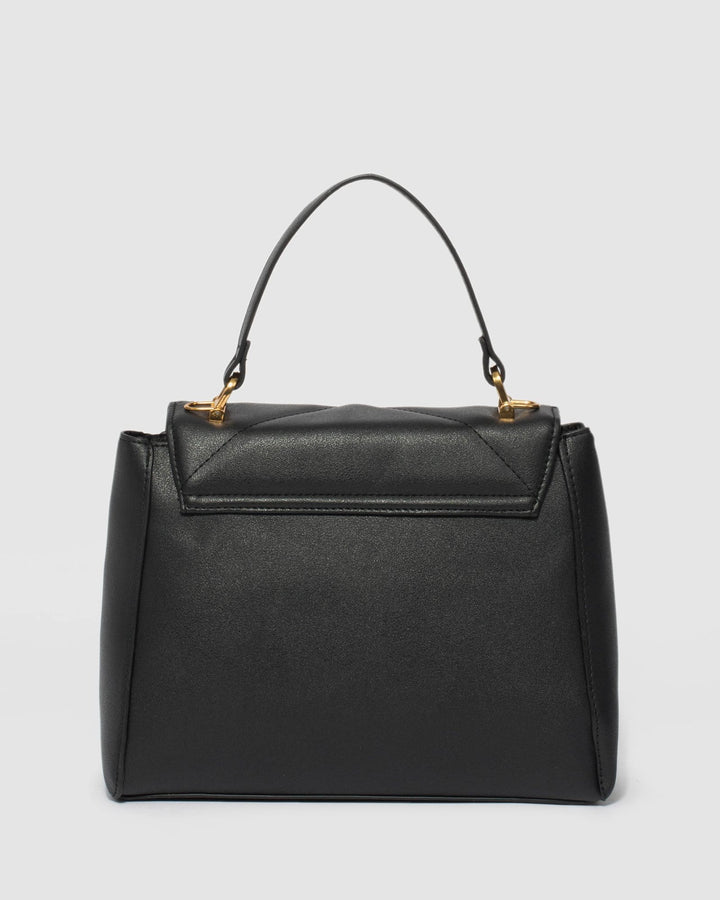 Black Mia Quilt Top Handle Bag | Tote Bags