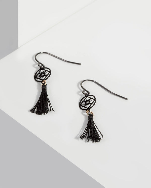 Black Mini Thin Twisted Hoop Earrings | Earrings
