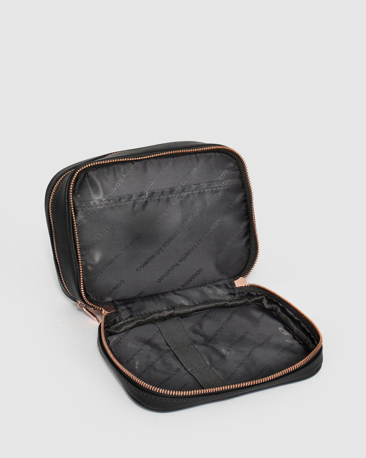 Colette by Colette Hayman Black Multi Compartment Cosmetic Case