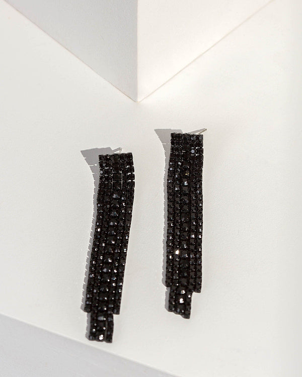 Colette by Colette Hayman Black Multi Crystal Drop Earrings