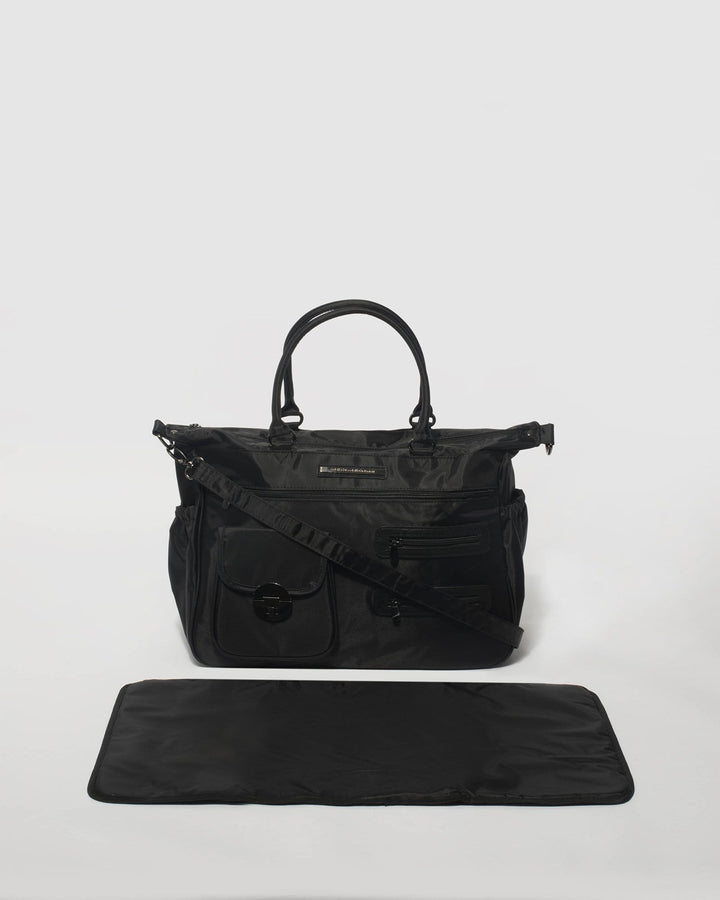 Black Nylon Pocket and Zip Baby Bag | Baby Bags