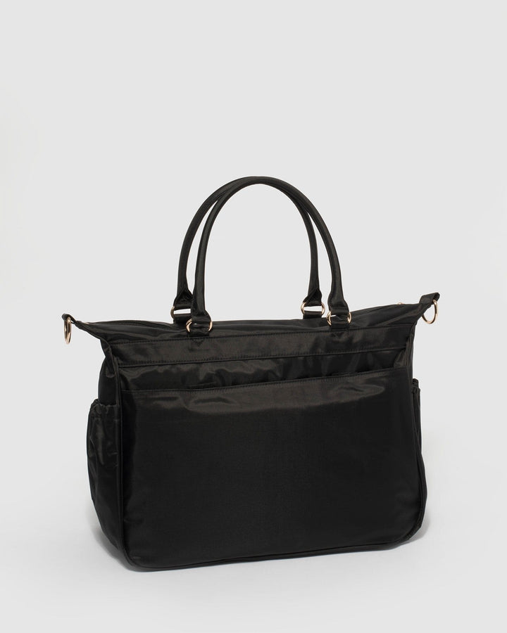 Colette by Colette Hayman Black Nylon Pocket And Zip Baby Bag With Gold Hardware