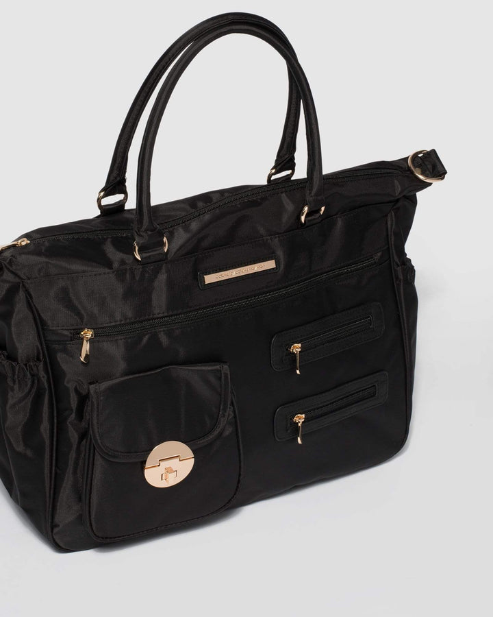 Black Nylon Zip Pocket Baby Bag | Baby Bags