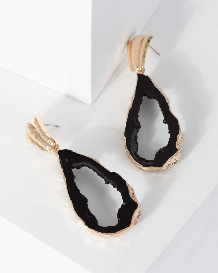 Black Organic Crystal Drop Earrings | Earrings
