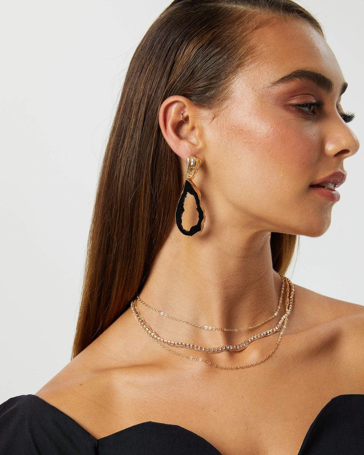 Black Organic Crystal Drop Earrings | Earrings
