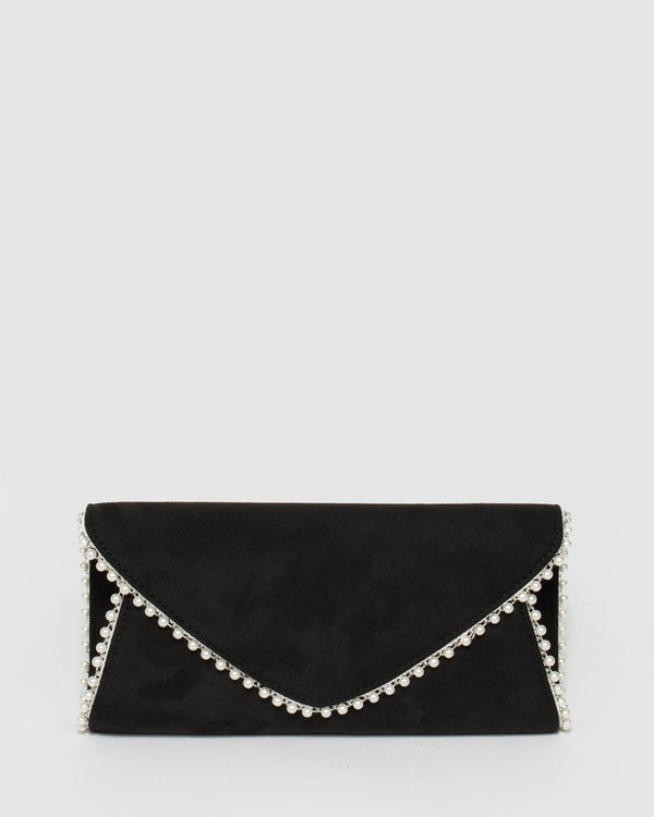 Black Oriana Pearl Clutch Bag | Clutch Bags