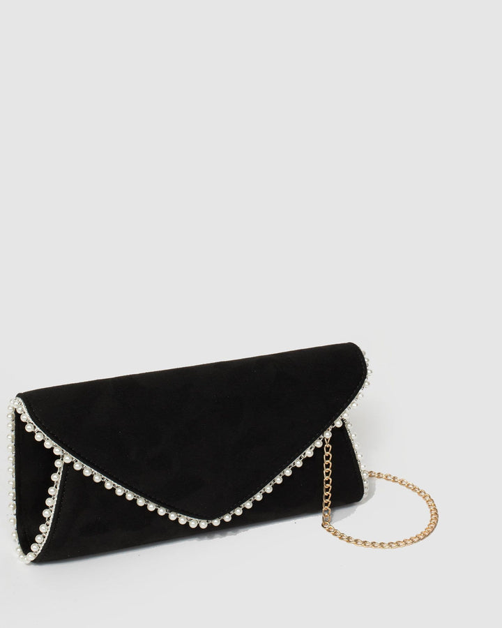 Black Oriana Pearl Clutch Bag | Clutch Bags