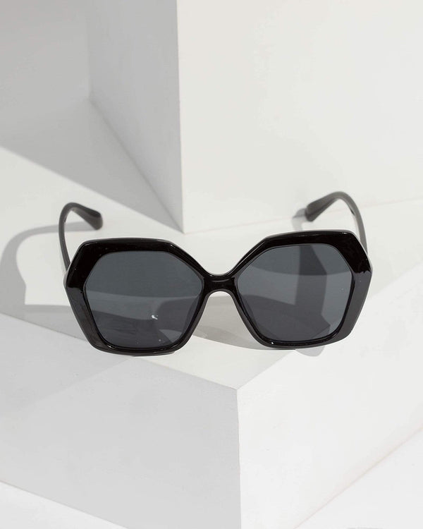 Colette by Colette Hayman Black Oversized Acrylic Sunglasses