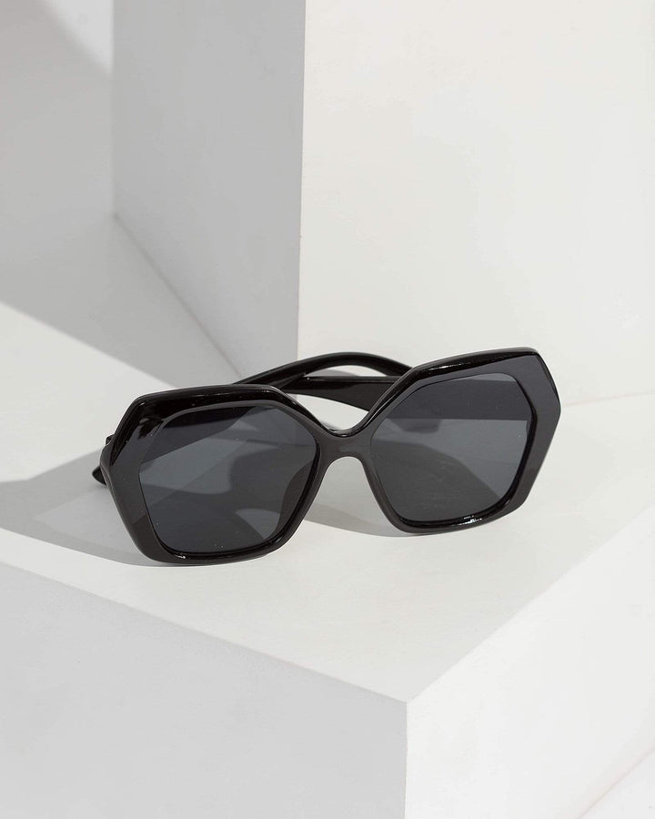 Colette by Colette Hayman Black Oversized Acrylic Sunglasses