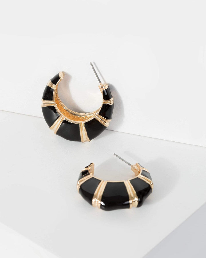 Black Painted Chunky Hoop Earrings | Earrings